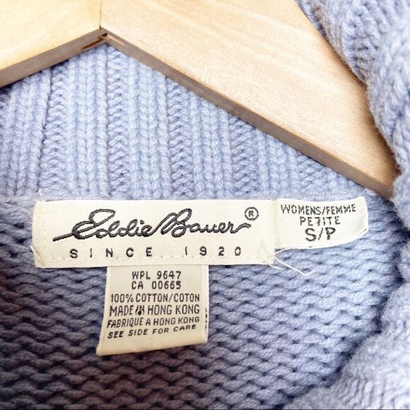 Eddie Bauer turtleneck sweater snowflake periwinkle S petite - Picture 3 of 5